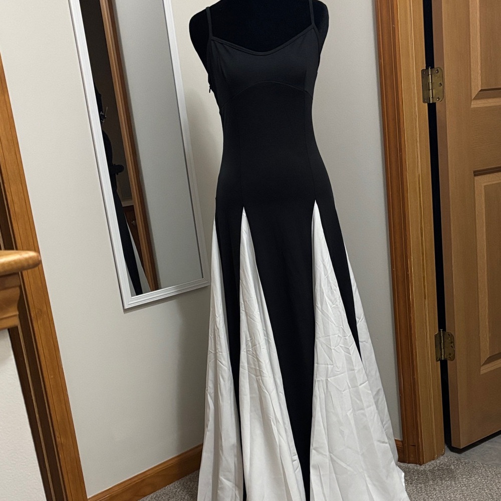 Elegant Black and White Evening Gown